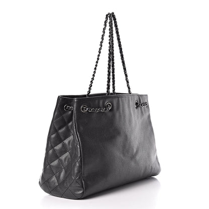 Chanel Metallic Grained Calfskin Woven Chain Large Shopping Bag Black 3 of 10