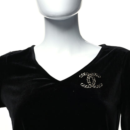 Chanel Lambskin Chain CC Brooch Black Gold 2 of 4