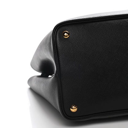 Prada Saffiano Cuir Large Double Bag Black Fuoco 10 of 15