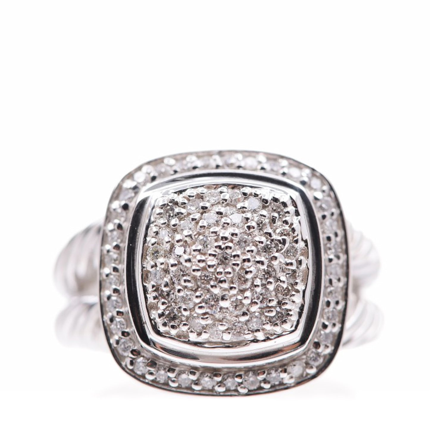 Sterling Silver Diamond 11mm Albion Pave Ring 56 7.5