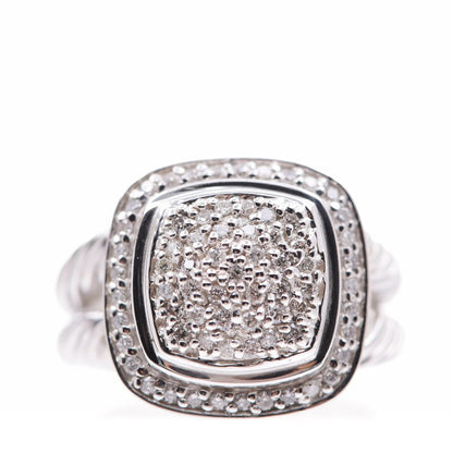 David Yurman Sterling Silver Diamond 11mm Albion Pave Ring 56 7.5 1 of 6