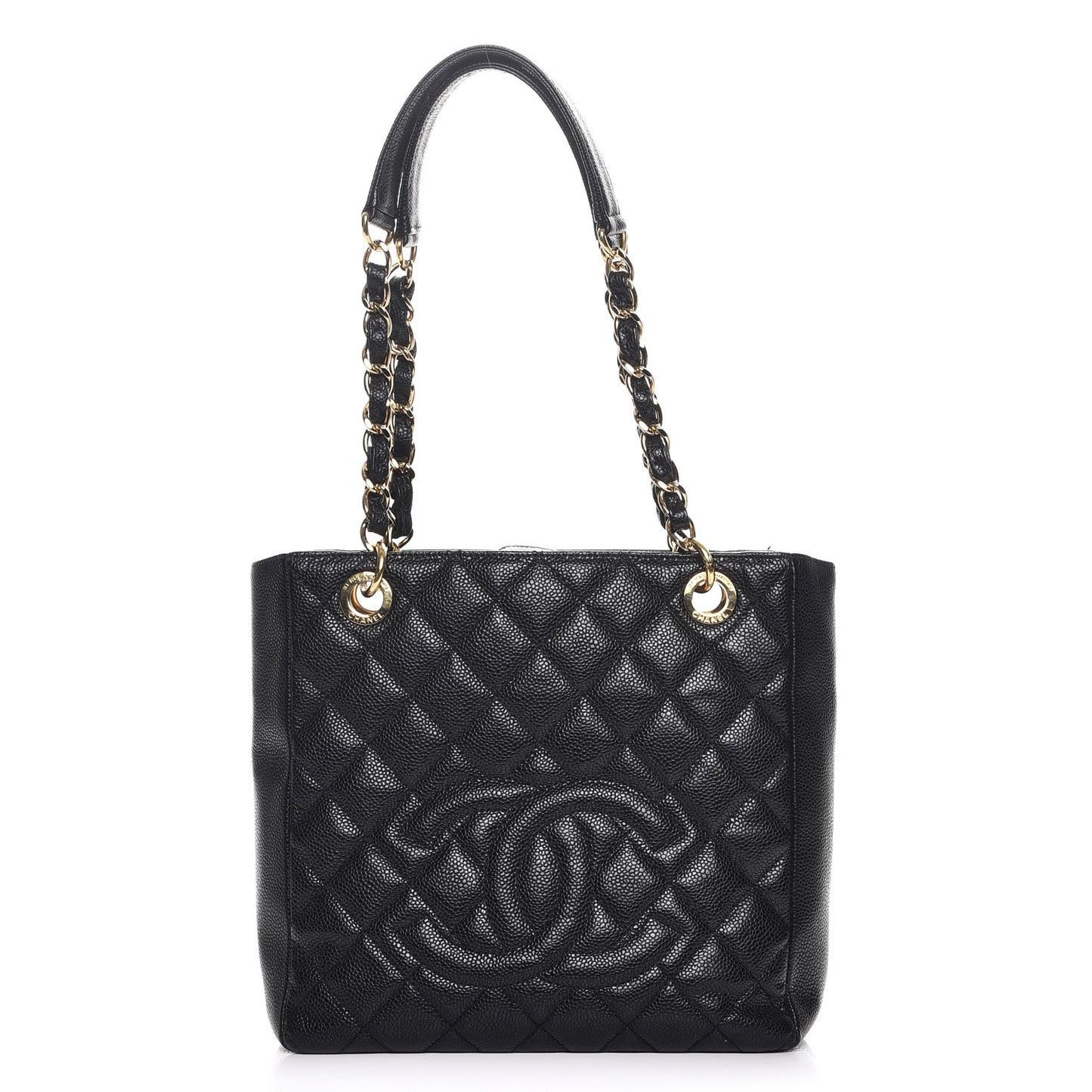 Caviar Quilted Petit Shopping Tote PST Black