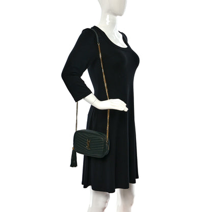 Saint Laurent Grain De Poudre Matelasse Monogram Mini Lou Camera Bag New Vert Fonce 2 of 9