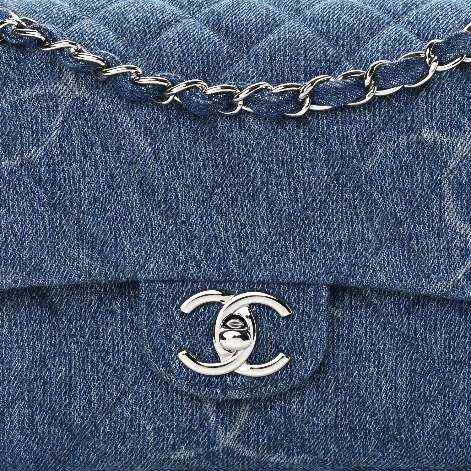 Chanel Denim Quilted CC Print Medium Single Flap Blue 7 of 11