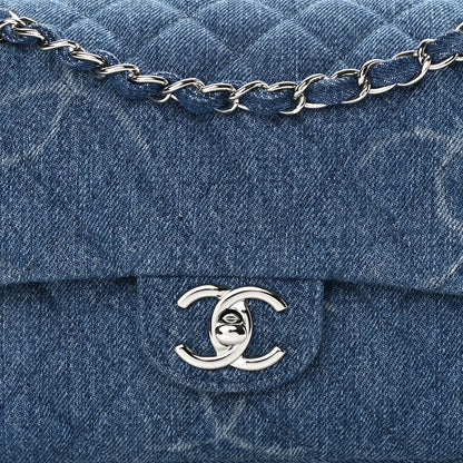 Chanel Denim Quilted CC Print Medium Single Flap Blue 7 of 11