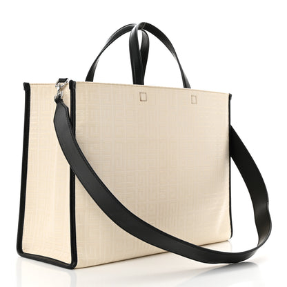 Givenchy Canvas Logo 4G Embossed Medium Tote Beige Black 2 of 19