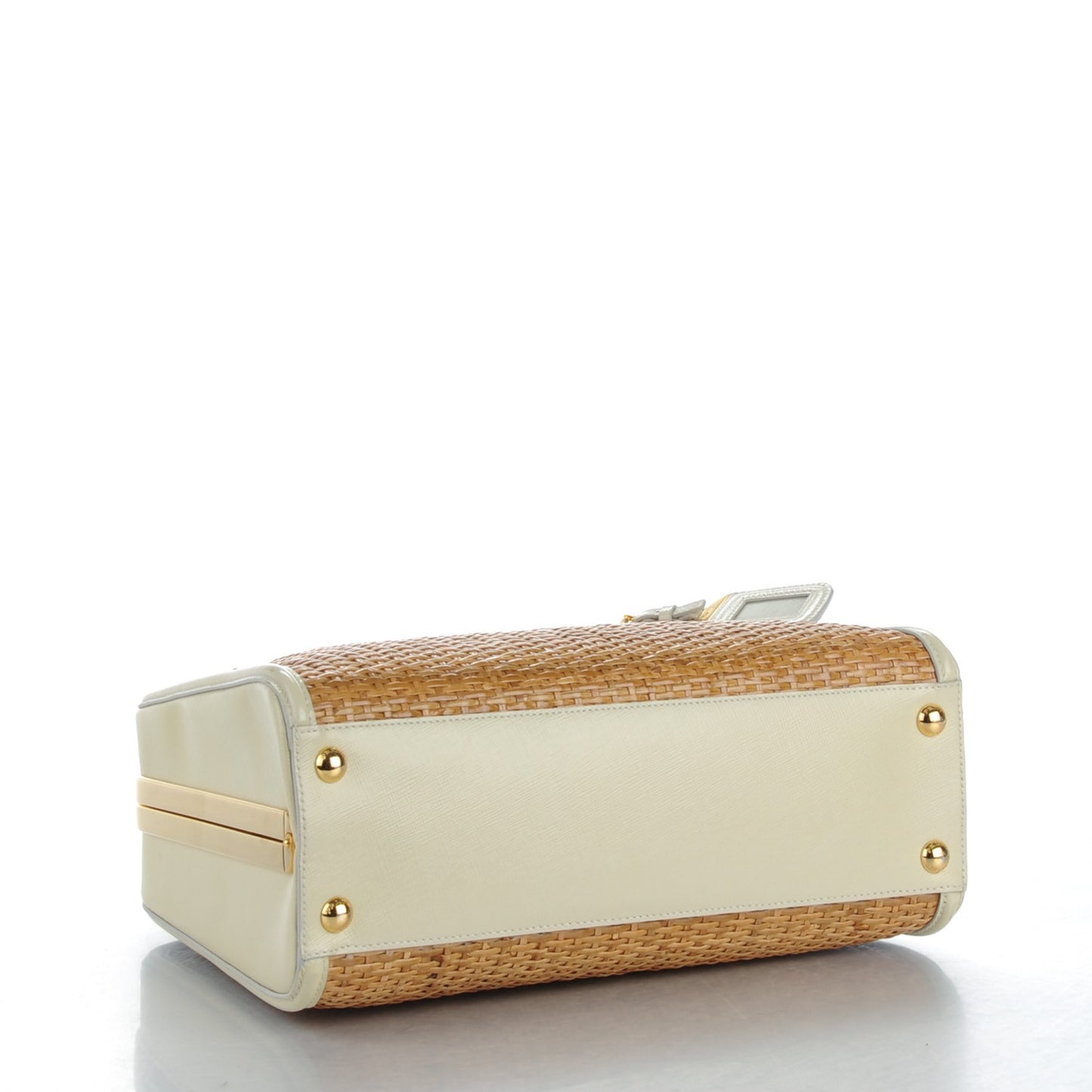 Wicker Saffiano Pyramid Bag Naturale Talco