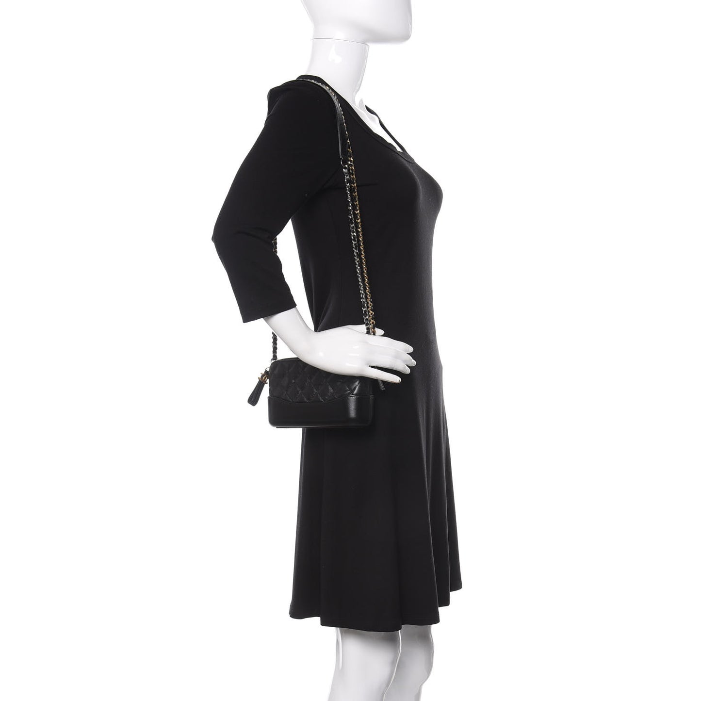 Aged Calfskin Quilted Small Gabrielle Clutch With Chain Black