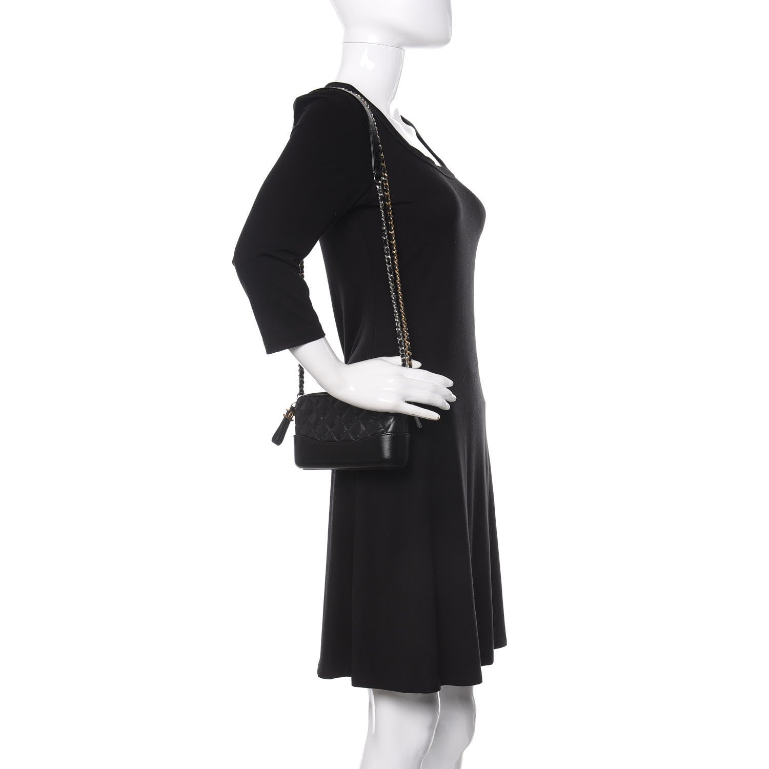 Chanel Aged Calfskin Quilted Small Gabrielle Clutch With Chain Black 2 of 11