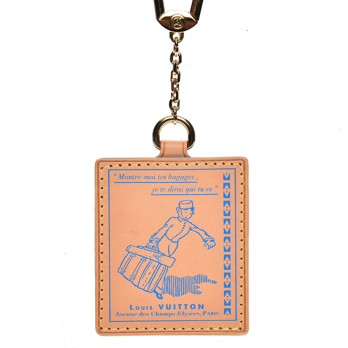 Vachetta Groom Key Ring Bag Charm Blue