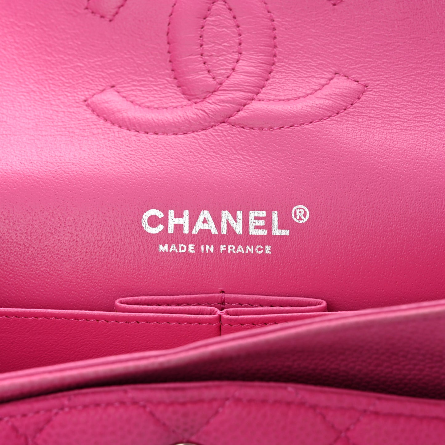 Iridescent Caviar Quilted Medium Double Flap Pink