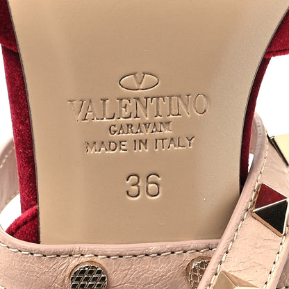Valentino Garavani Velvet Calfskin Rockstud Cross Strap Slingback 90mm Pumps 36 Rubino Poudre 6 of 8