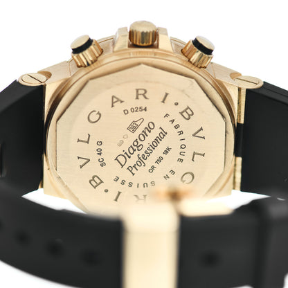 Bulgari 18K Yellow Gold Rubber 40mm Diagono Professional Flyback Chronograph Automatic Watch Black 4 of 4