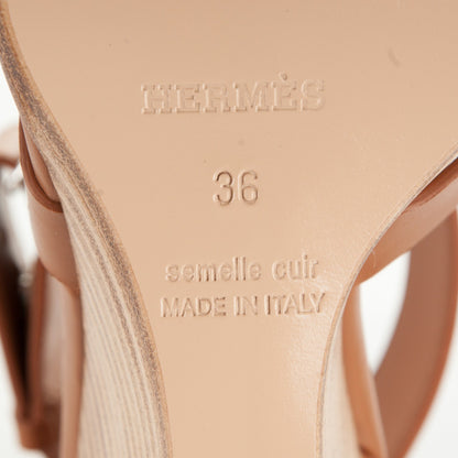 Hermes Calfskin Merryl Wedge Sandals 36 Naturel 6 of 11