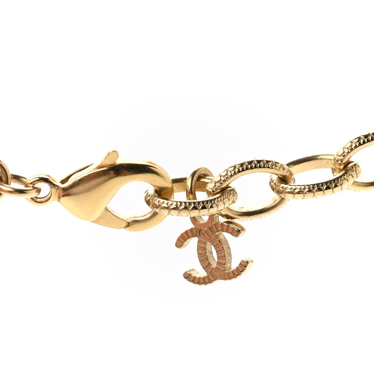 Chanel Pearl Crystal Textured CC Short Necklace Gold 5 of 7