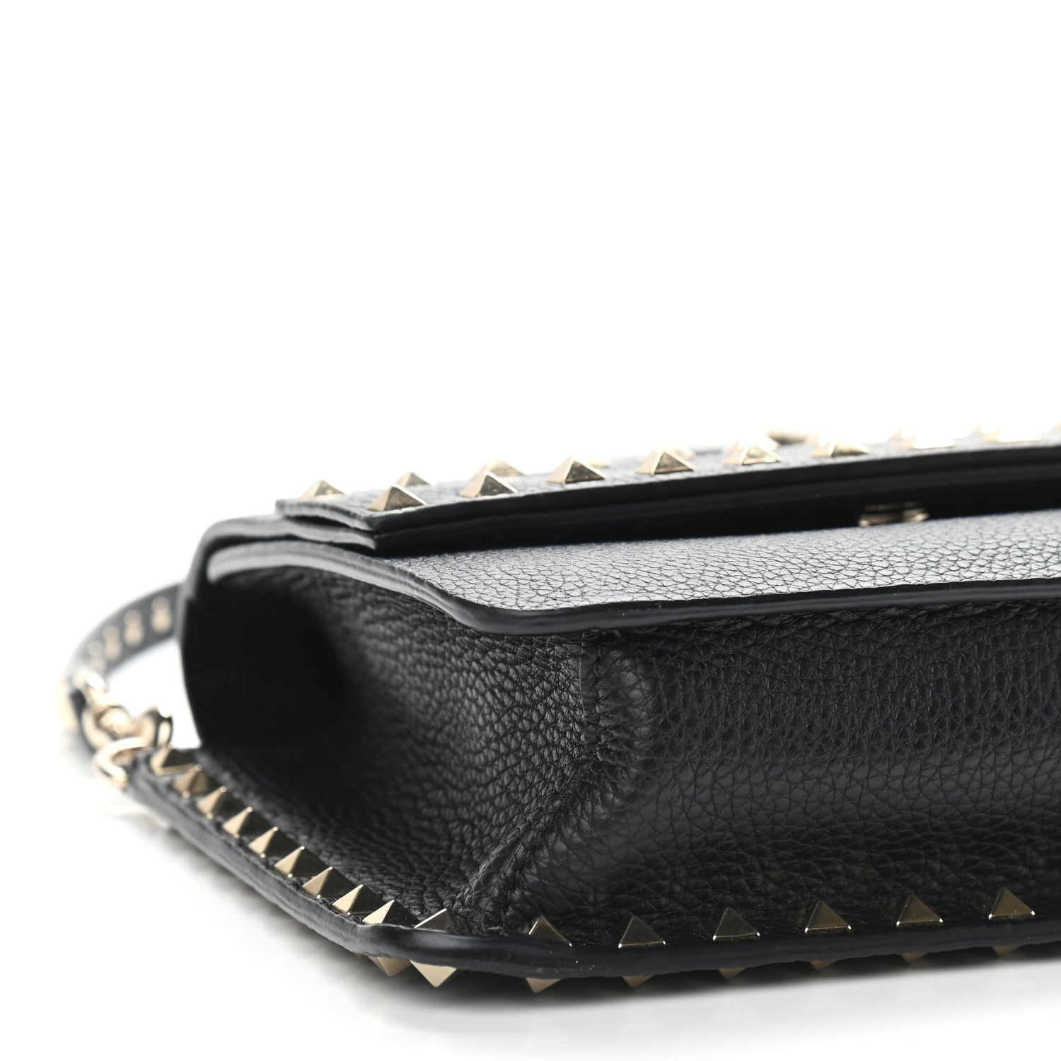 Valentino Garavani Pebbled Calfskin Rockstud Side Slip Crossbody Black 7 of 8