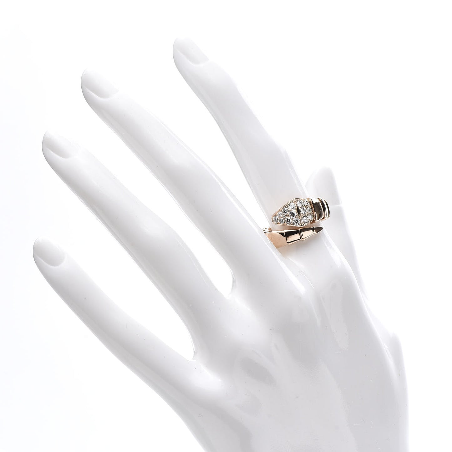 18K Rose Gold Diamond Serpenti Viper Ring S