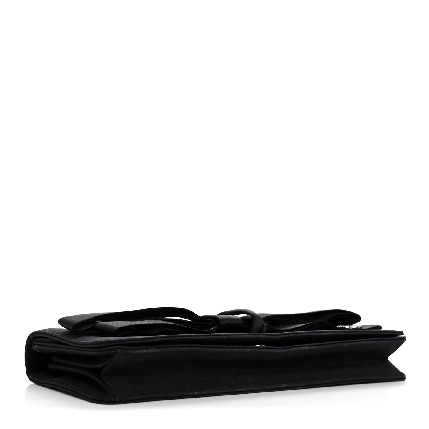 Satin Ribbon Bow Clutch Black