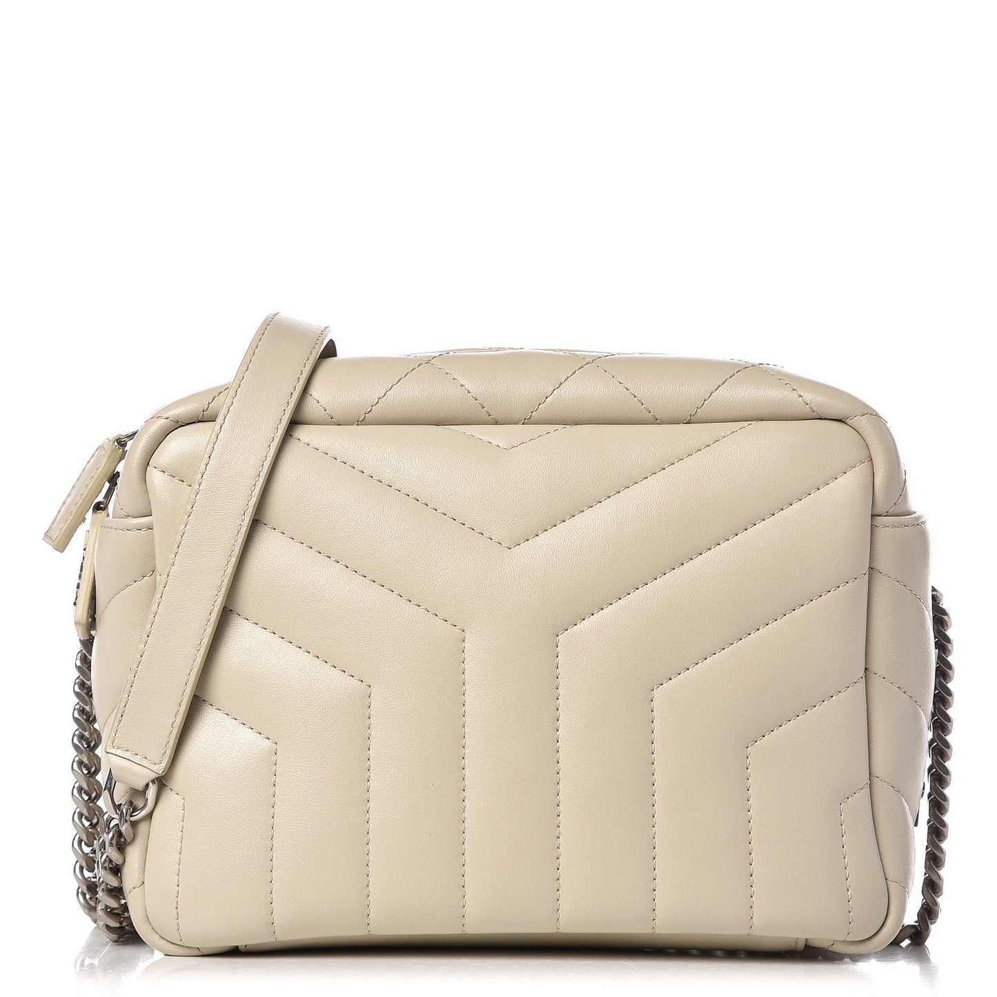 Calfskin Y Quilted Monogram Small Loulou Bowling Bag Ivory