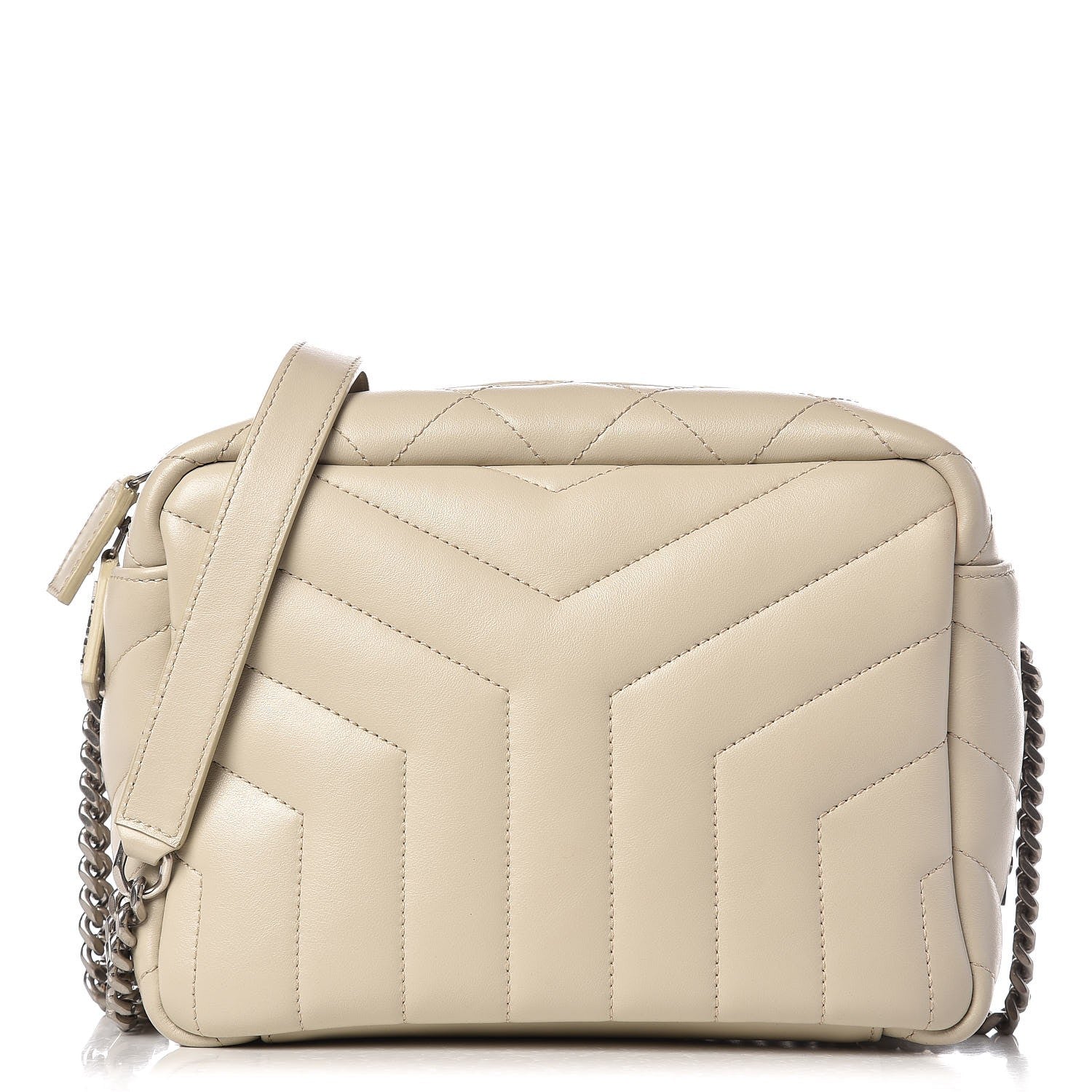 Saint Laurent Calfskin Y Quilted Monogram Small Loulou Bowling Bag Ivory 1 of 10