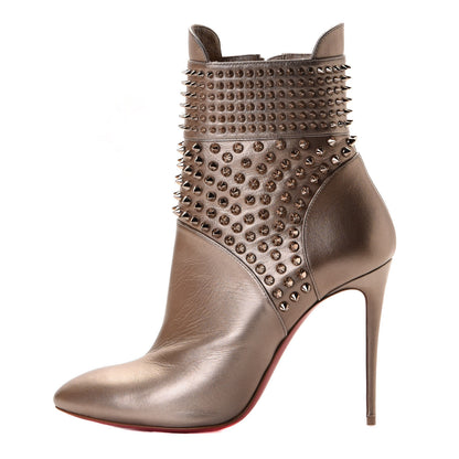 Christian Louboutin Calfskin Perle Spiked Hongroise 85 Ankle Boots 39 Colombe 1 of 8