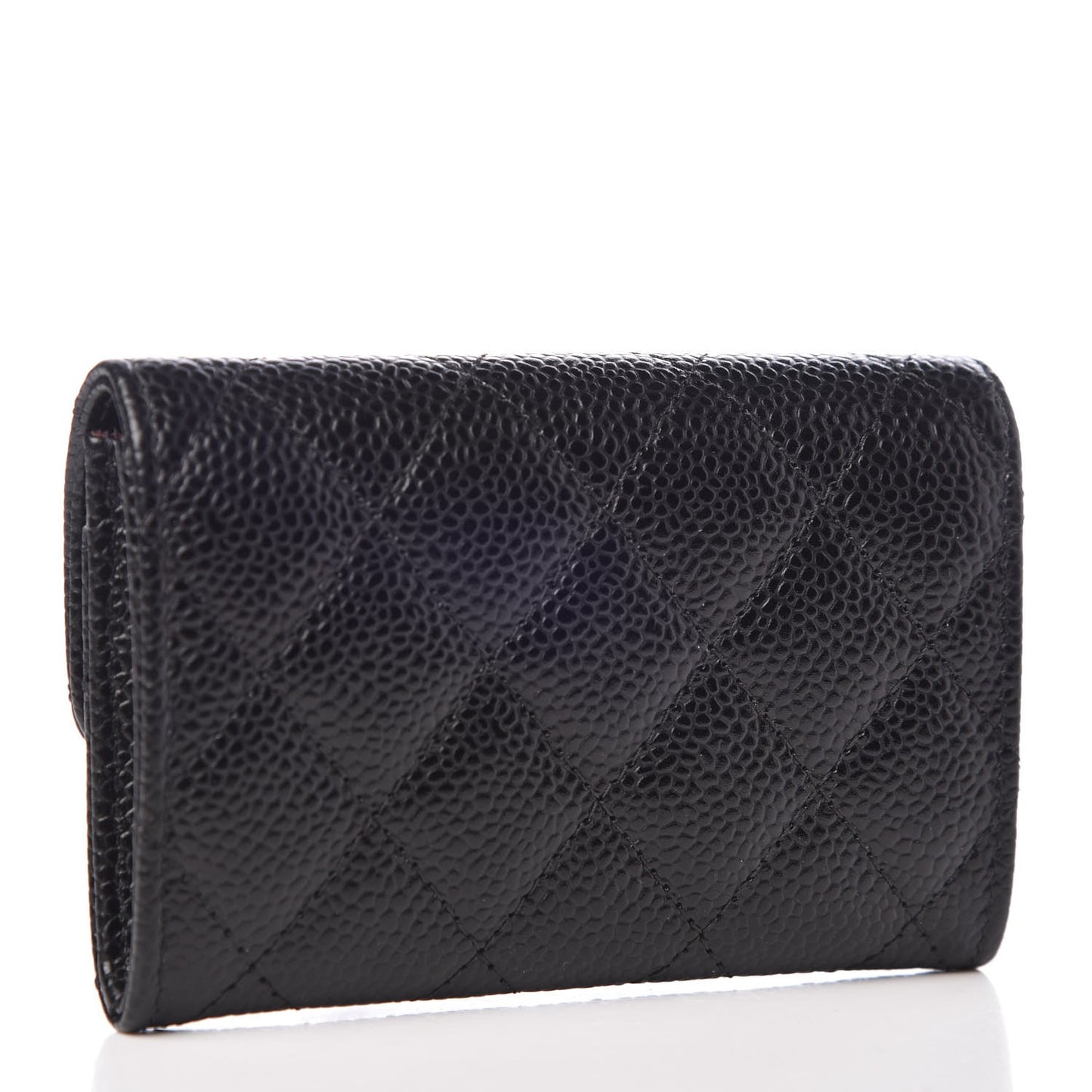 Caviar Quilted Flap Card Holder Black