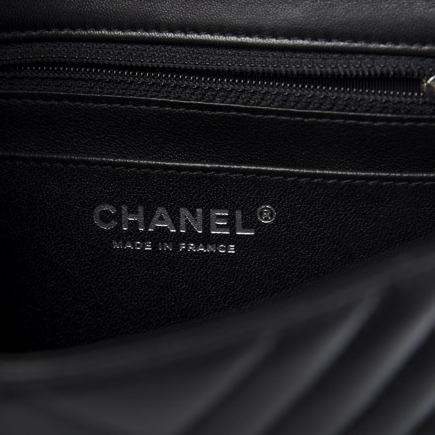 Lambskin Chevron Quilted Mini Square Flap Black