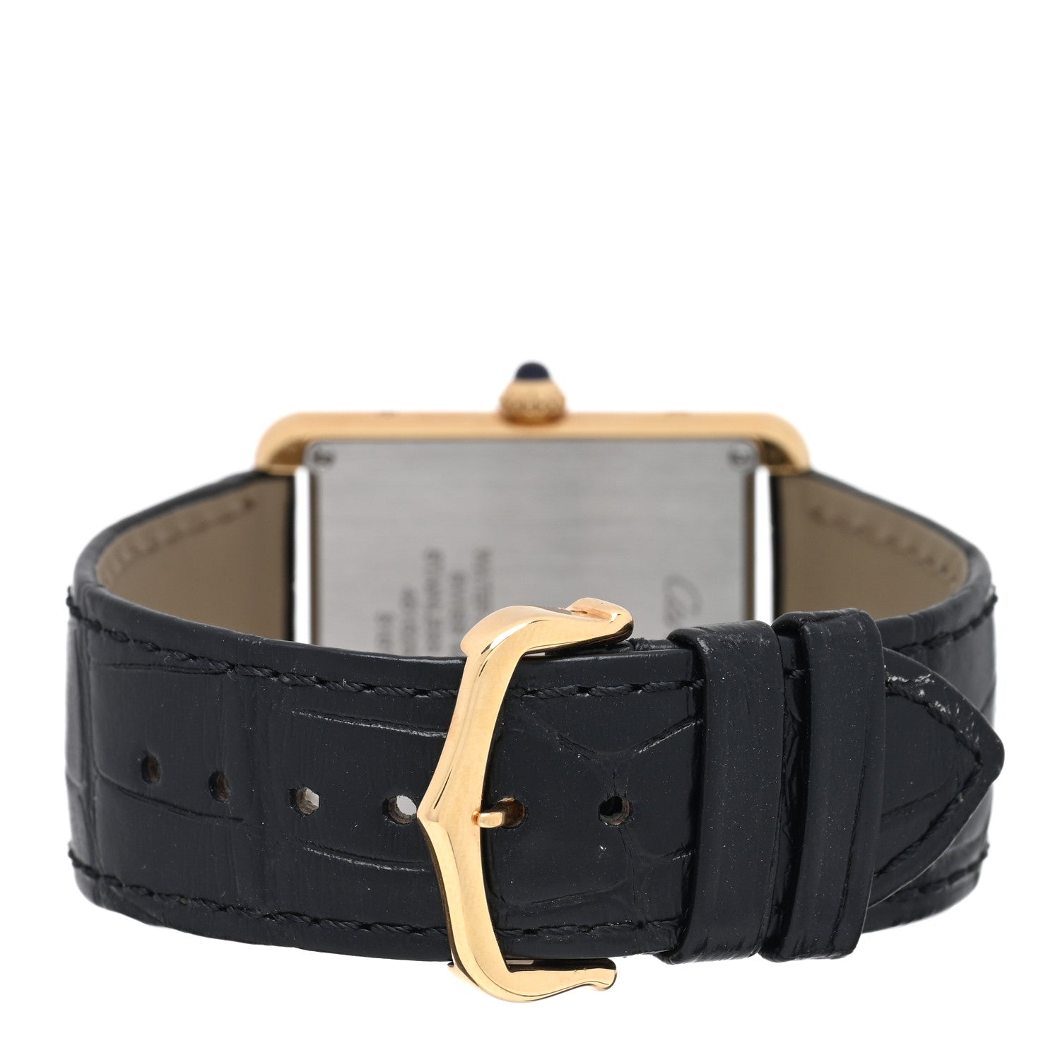 Cartier Stainless Steel 18K Yellow Gold Alligator 27mm Tank Solo Quartz Watch 3 of 5