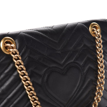 Gucci Calfskin Matelasse Small GG Marmont Shoulder Bag Black 16 of 19