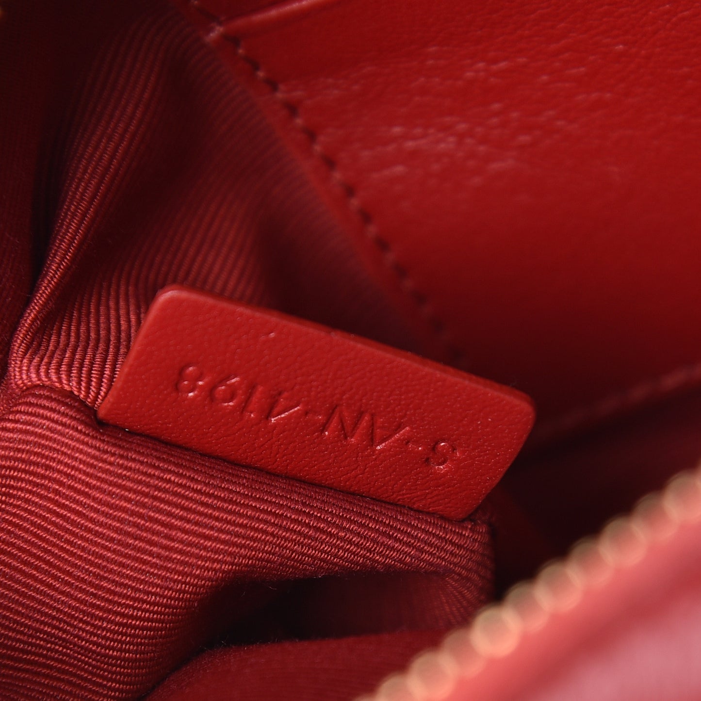 Calfskin Quilted Small C Charm Bag Red