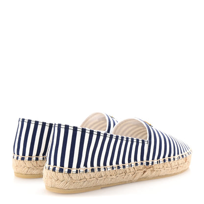 Prada Canvas Striped Triangle Logo Saint Tropez Espadrilles 39 White Blue 5 of 10