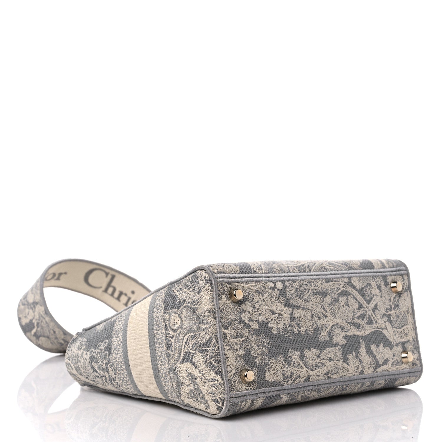 Christian Dior Canvas Toile De Jouy Reverse Embroidered Medium Lady D-Lite Gray 4 of 10