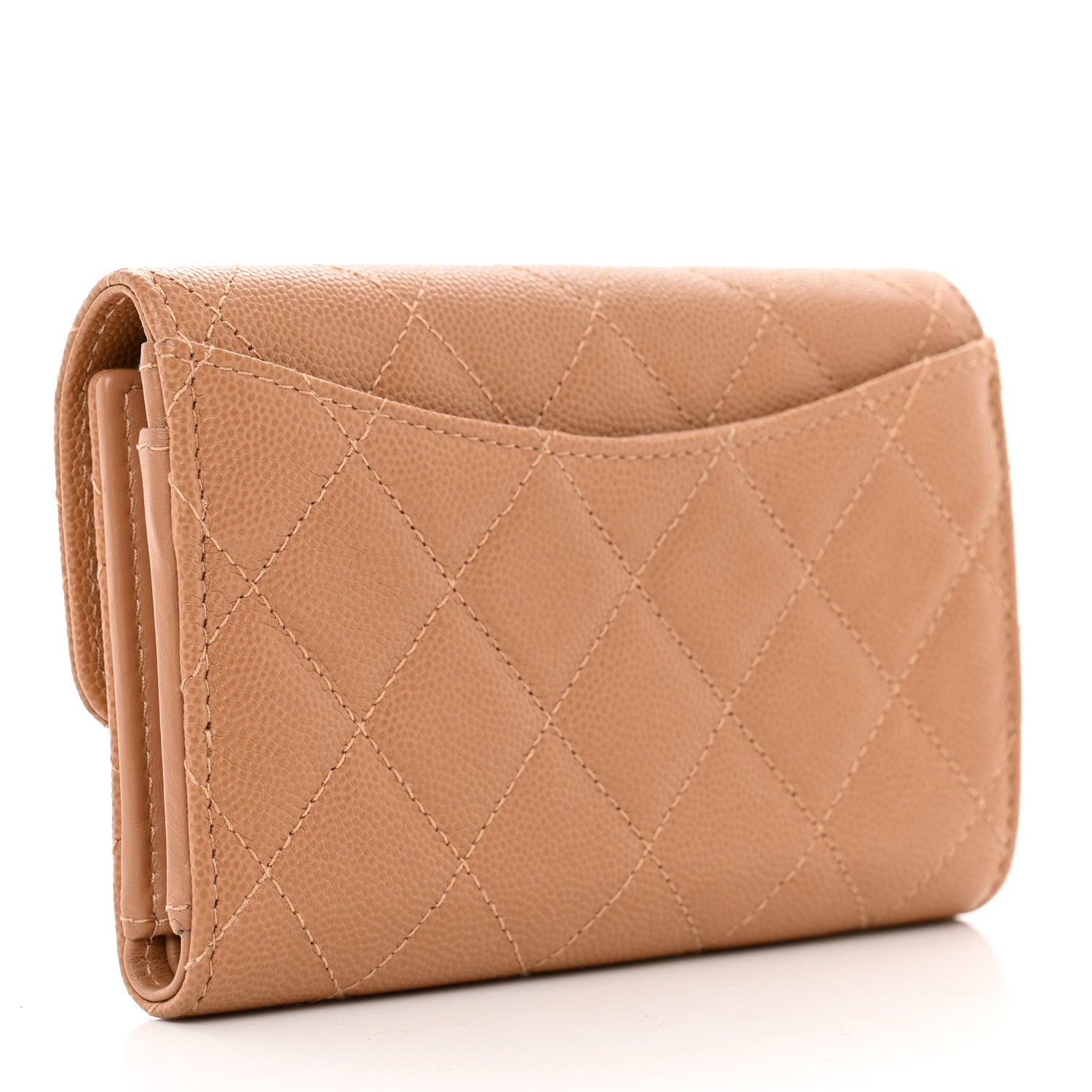 Chanel Caviar Quilted Medium Flap Wallet Dark Beige 3 of 9