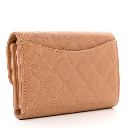 Chanel Caviar Quilted Medium Flap Wallet Dark Beige 3 of 9