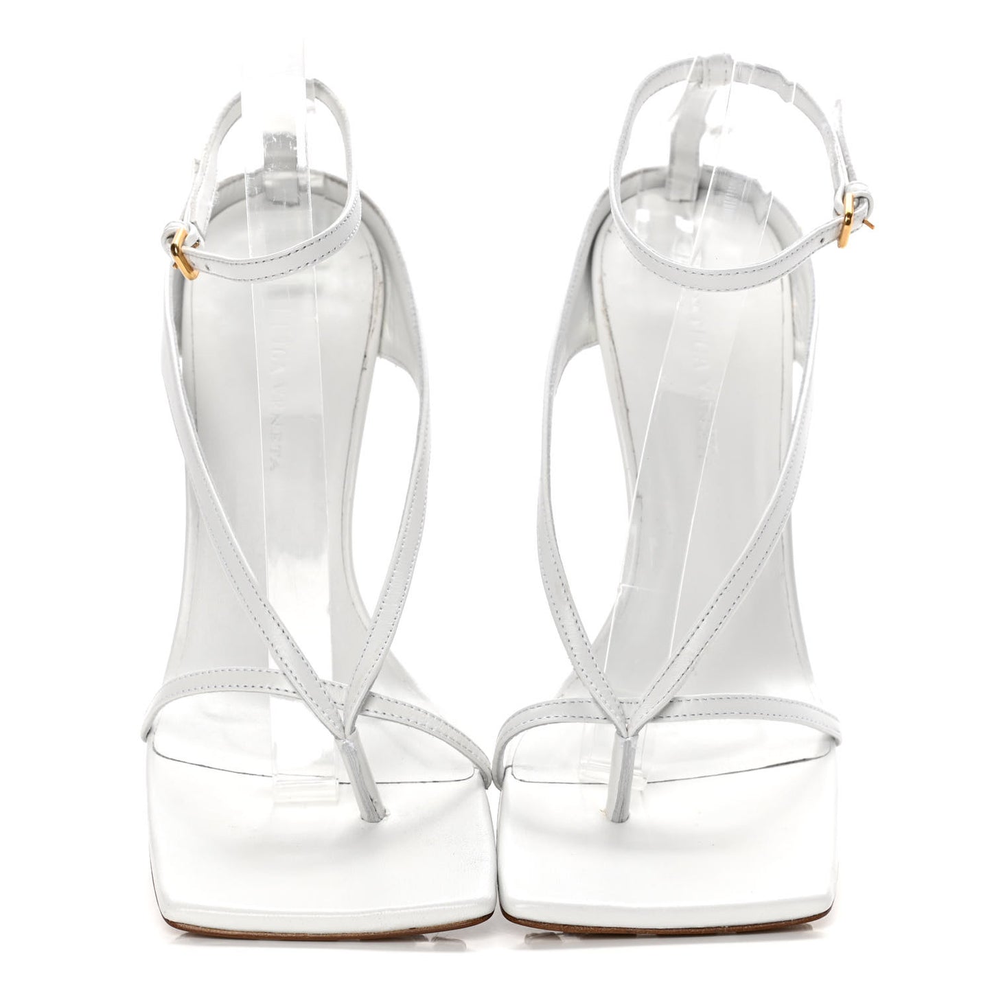 Lambskin Stretch Multi Strap 90mm Sandals 39.5 Optic White