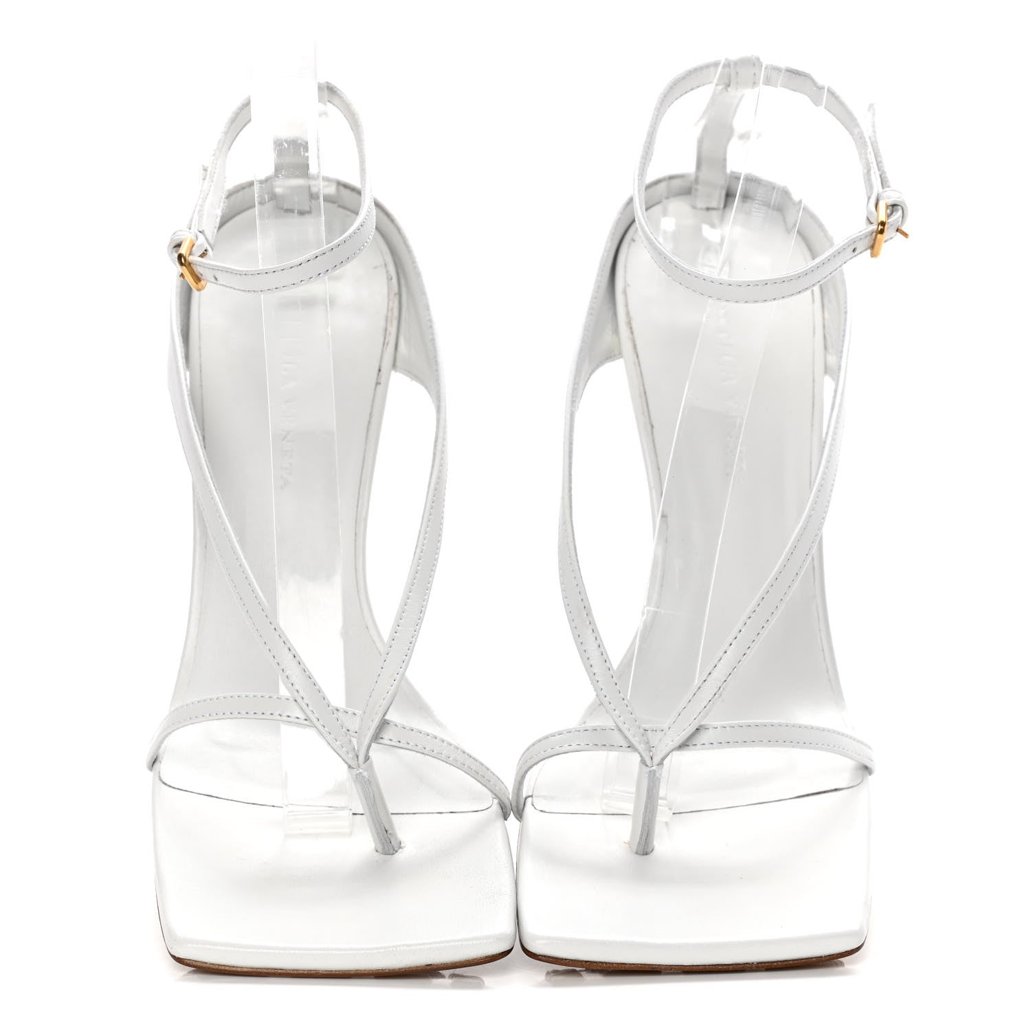 Bottega Veneta Lambskin Stretch Multi Strap 90mm Sandals 39.5 Optic White 5 of 14