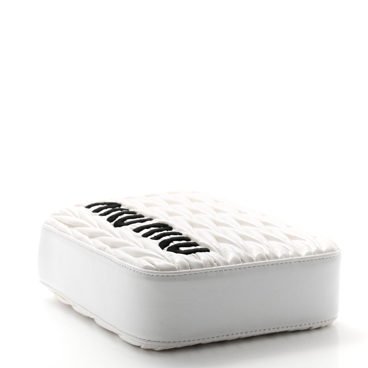 Patent Matelasse Crossbody Bag White Black