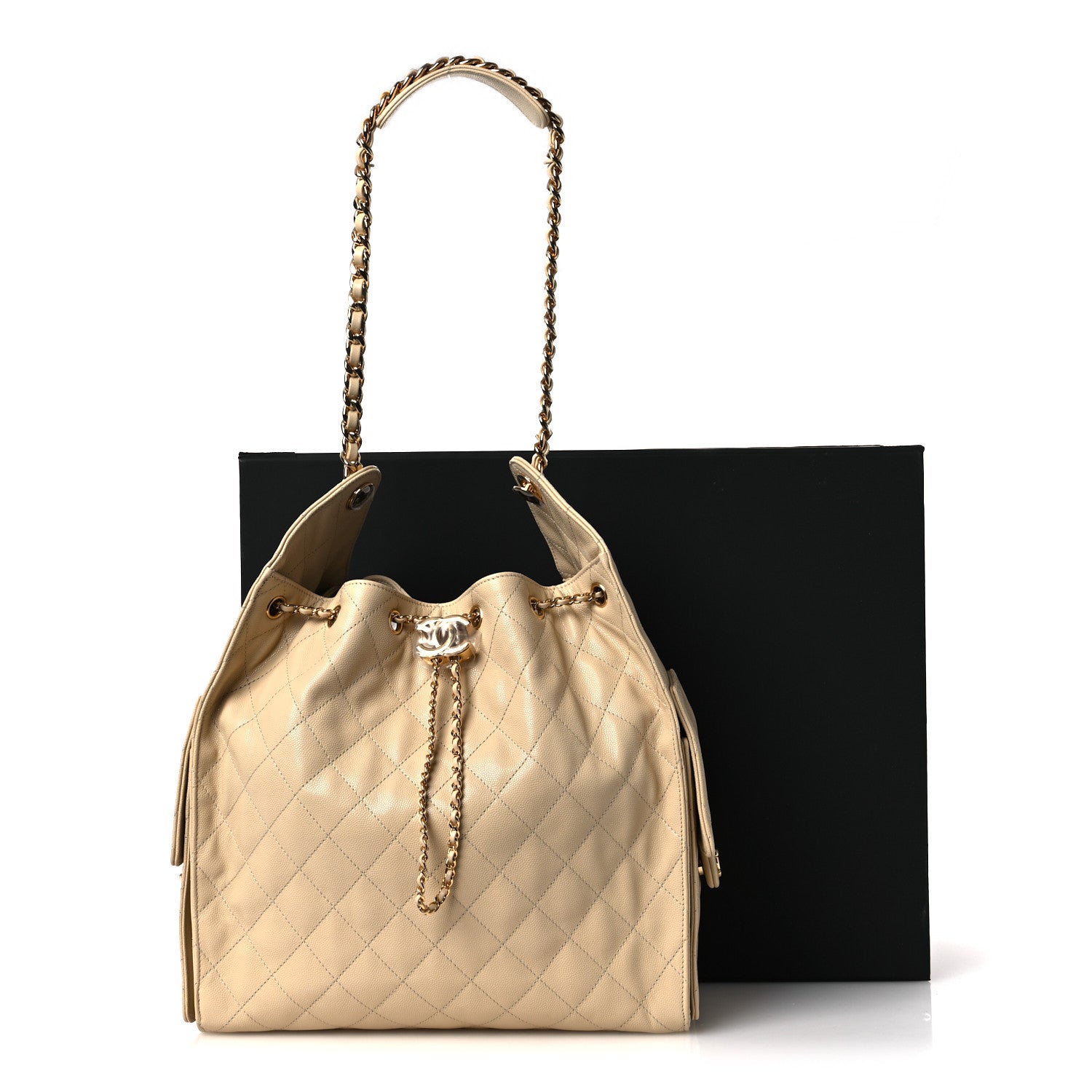 Chanel Caviar Quilted Medium Chanel 25 Handbag Beige 14 of 14