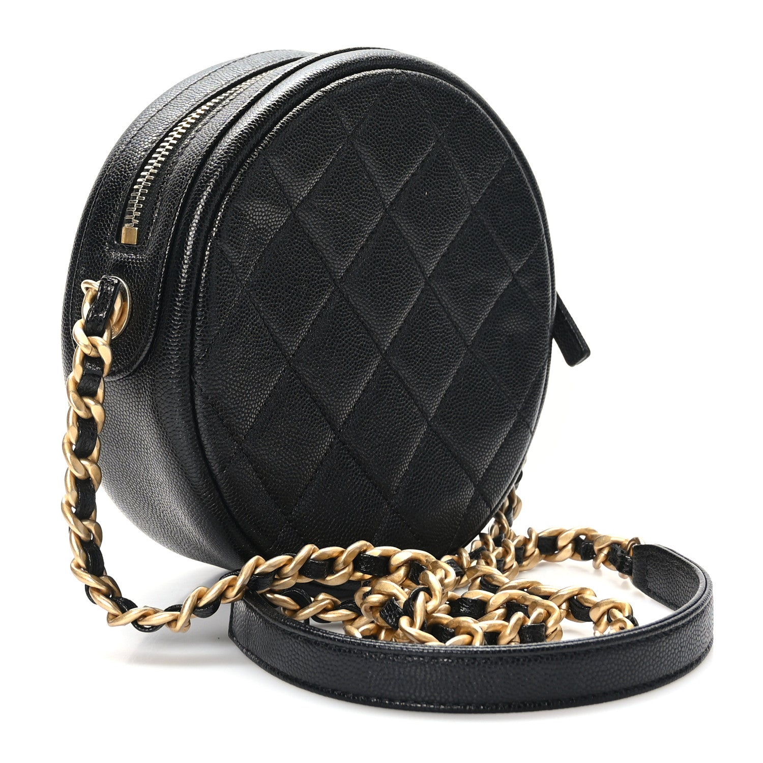 Chanel Caviar Quilted Small Round Bag With Chain Black 4 of 11