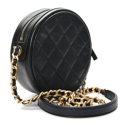 Chanel Caviar Quilted Small Round Bag With Chain Black 4 of 11
