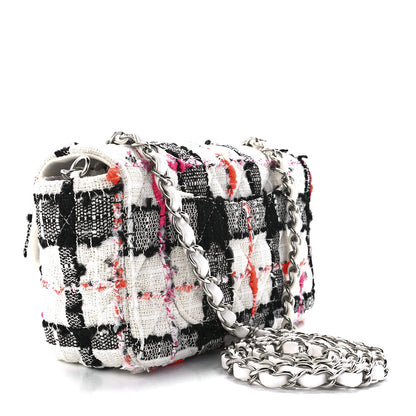 Chanel Tweed Quilted Mini Rectangular Flap Black White Pink 3 of 13