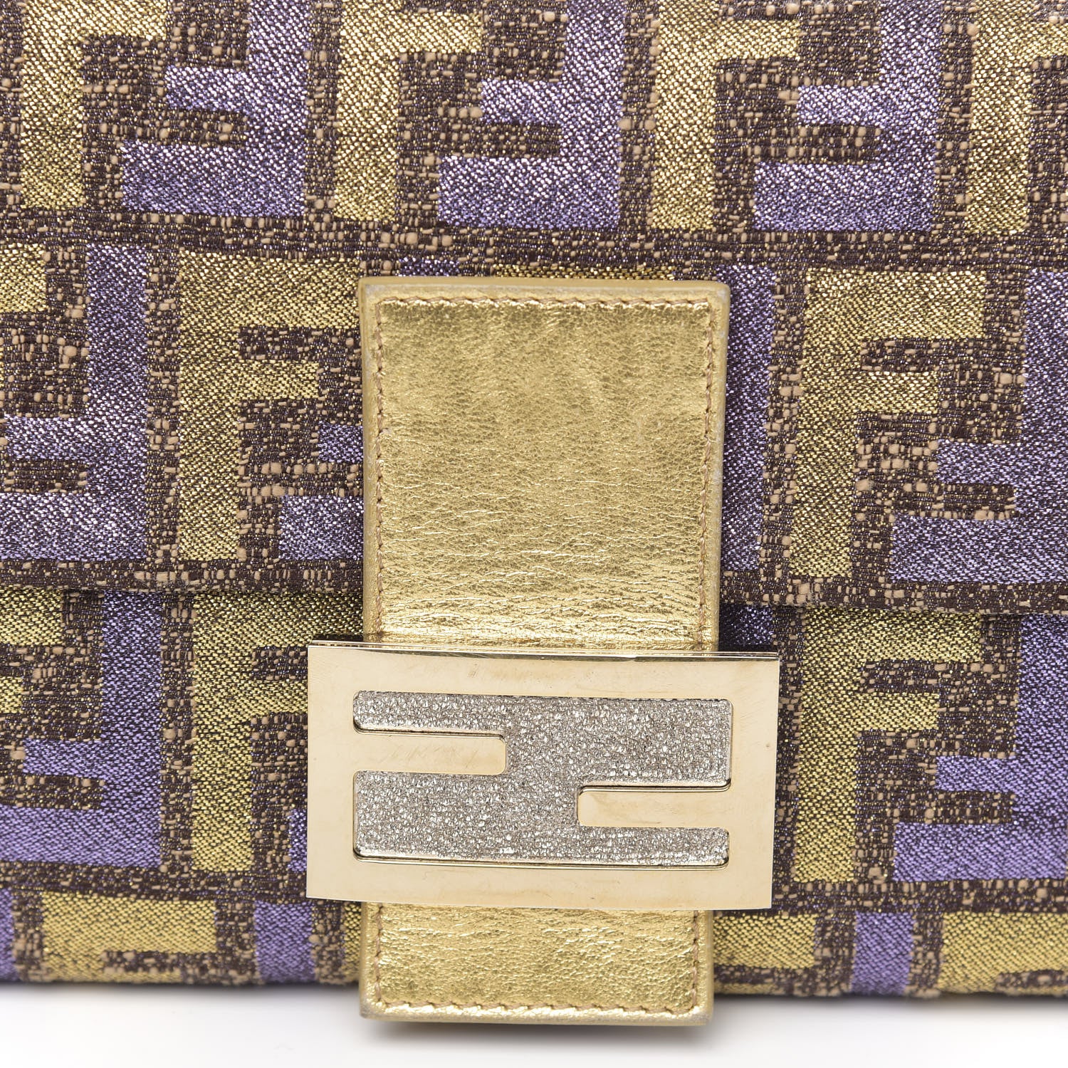 Fendi Metallic Lurex Zucca Baguette Gold Multicolor 10 of 11