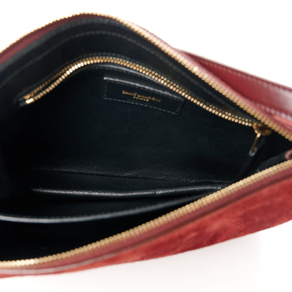 Saint Laurent Suede All-Over Monogram Crossbody Burgundy 5 of 11