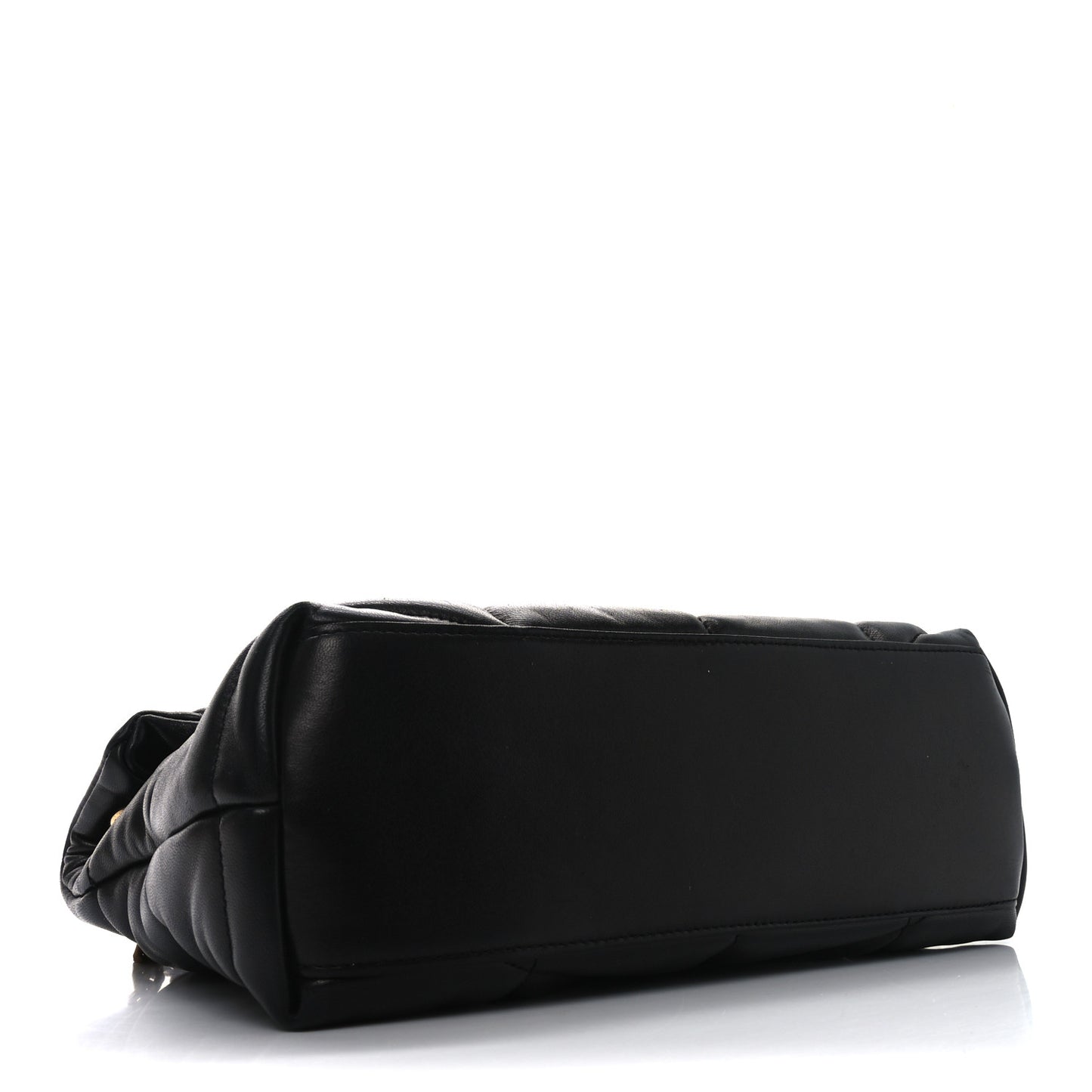 Lambskin Quilted Small Loulou Puffer Monogram Chain Satchel Black