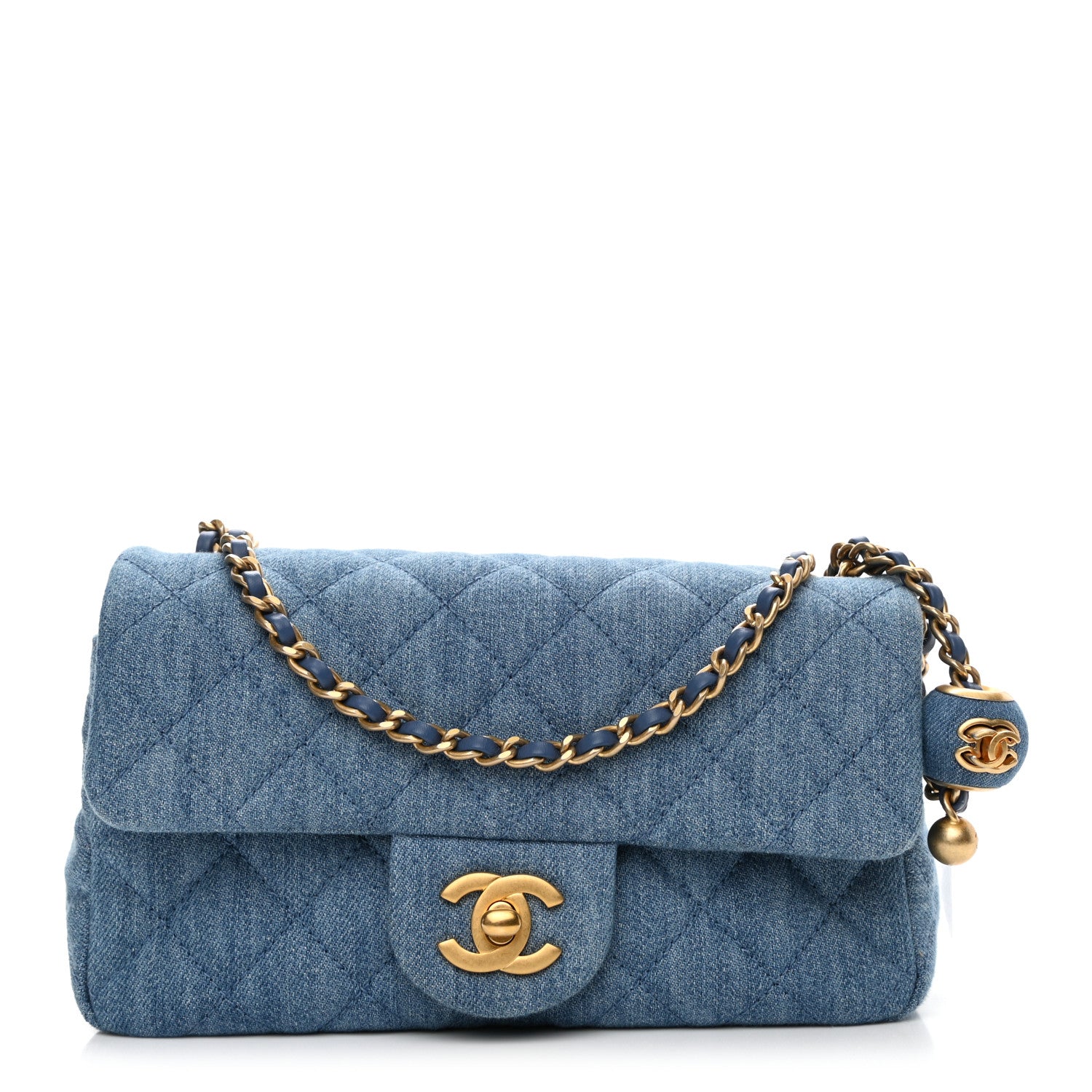 Chanel Denim Quilted Mini Pearl Crush Rectangular Flap Blue 1 of 10