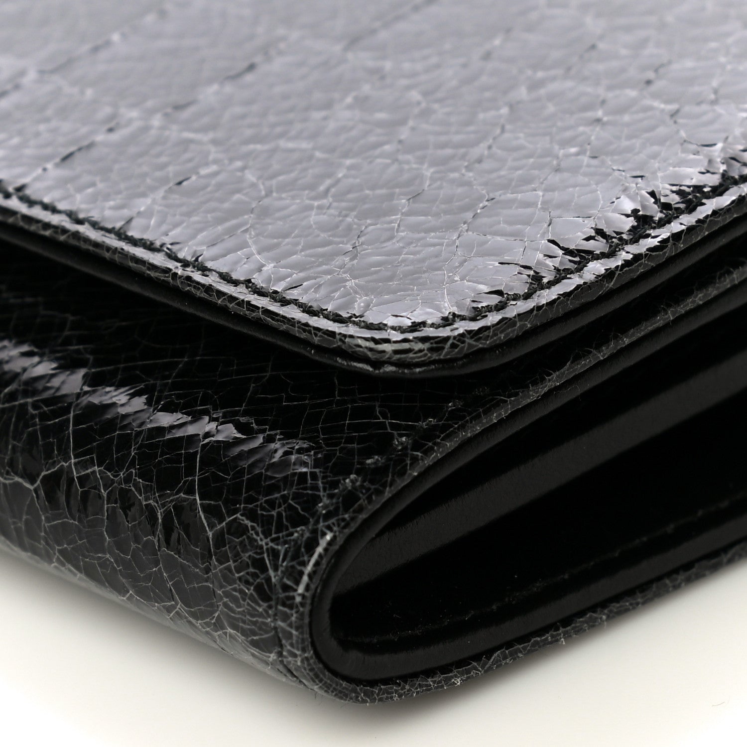 Miu Miu Patent Embossed Crocodile Continental Wallet Black 9 of 10