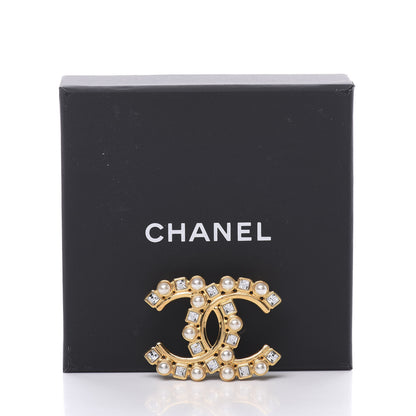 Chanel Pearl Crystal CC Brooch Gold 5 of 5