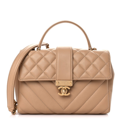 Chanel Calfskin Quilted Chevron In The City Bag Beige 1 of 9