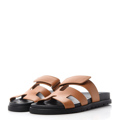 Hermes Calfskin Womens Chypre Sandals 36 Gold 3 of 9