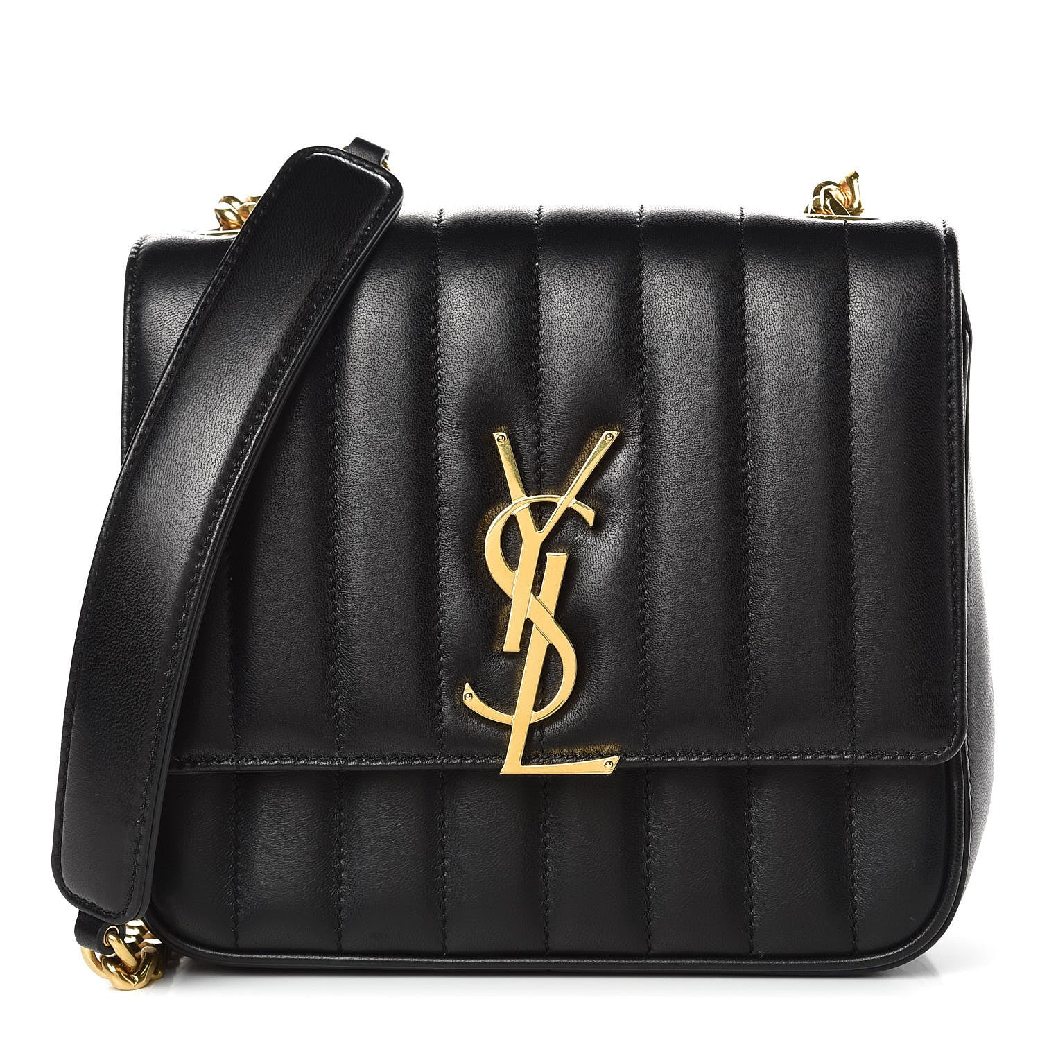 Saint Laurent Lambskin Matelasse Monogram Medium Vicky Chain Bag Black 1 of 11